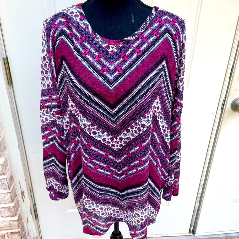 Charming Charlie, Long Sleeve, Tunic Top, Size L